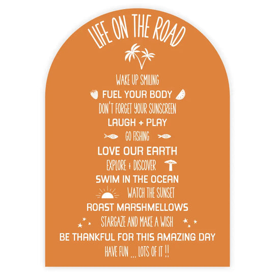 Family Adventure Motto minimalist arch decal - Personalise with your own "rules."