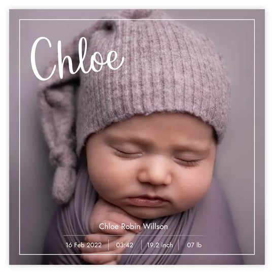 Custom Baby Birth Photo Square