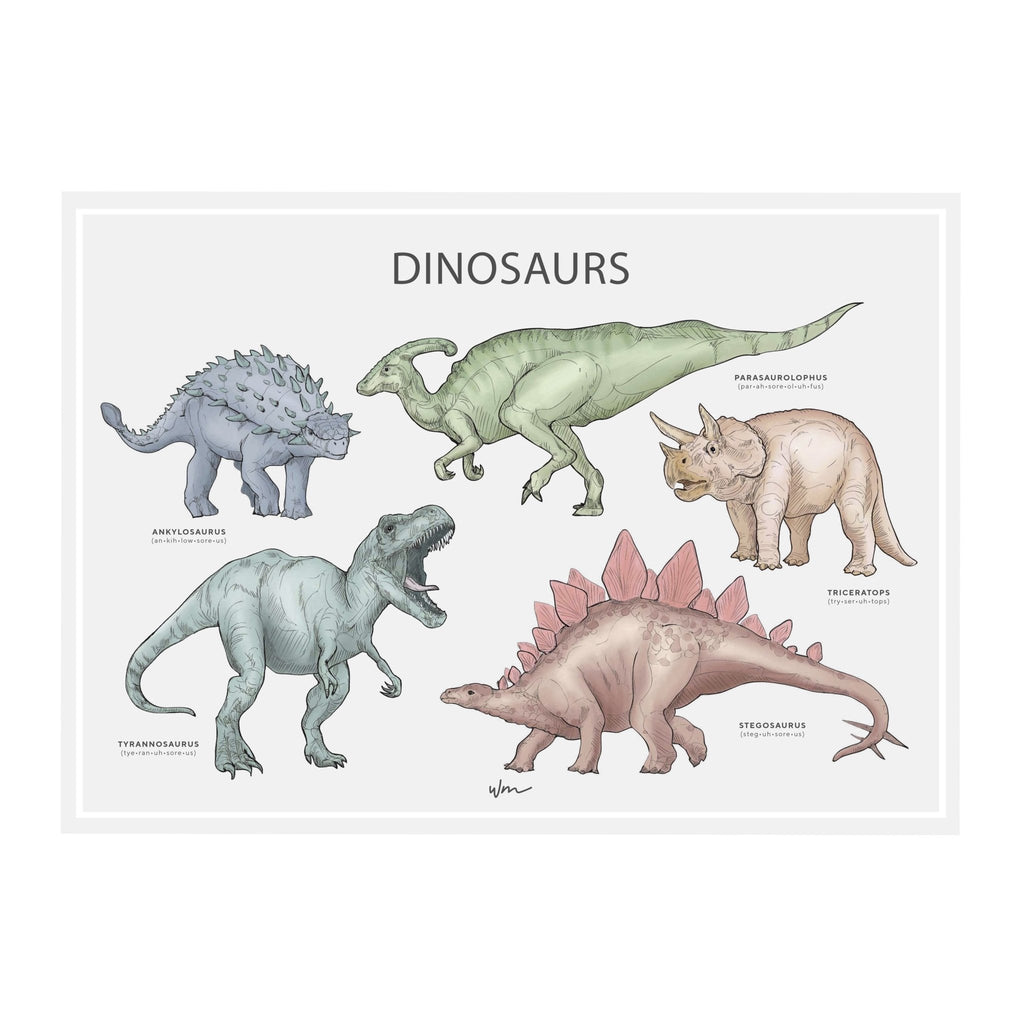 Dinosaur paper art print - Several colours - Wondermade