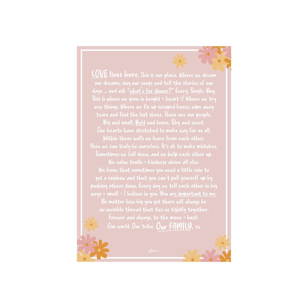 Family Manifesto paper art print - Cursive Font - Wondermade