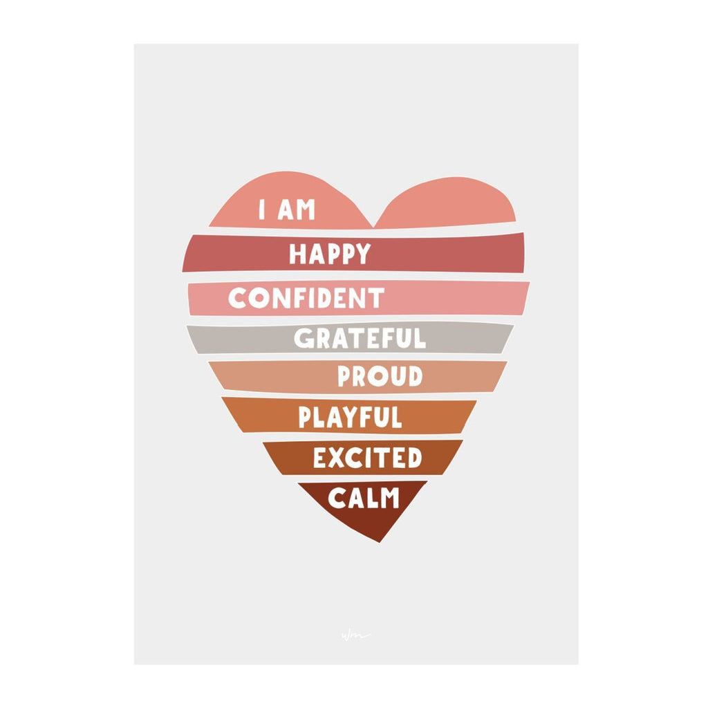 Heart affirmations paper art print - customisable - Wondermade