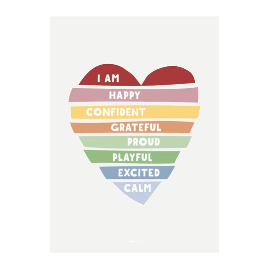 Heart affirmations poster decal - customisable
