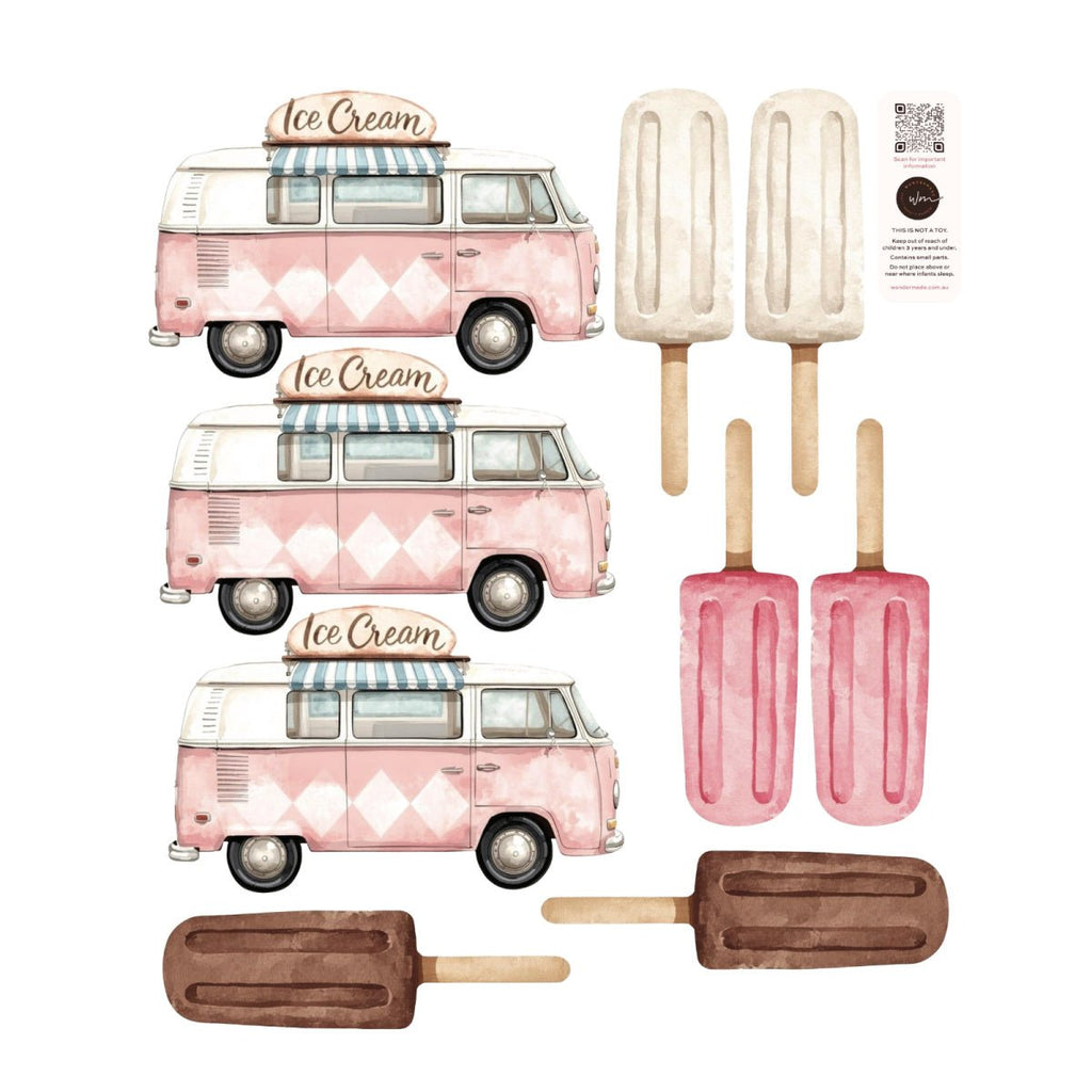 Ice Cream Kombi Van & Paddle Pops Wall Decals - Wondermade