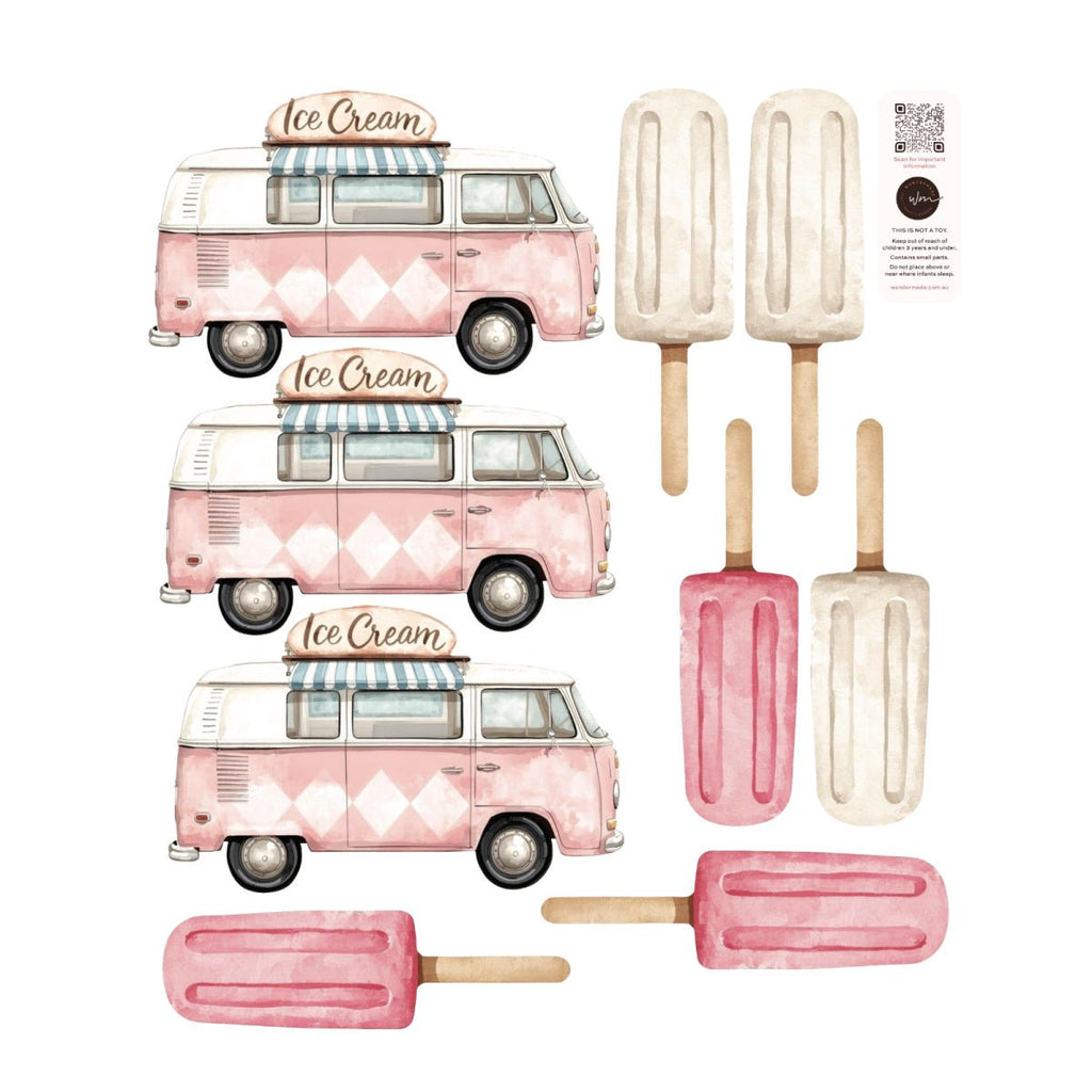 Ice Cream Kombi Van & Paddle Pops Wall Decals - Wondermade