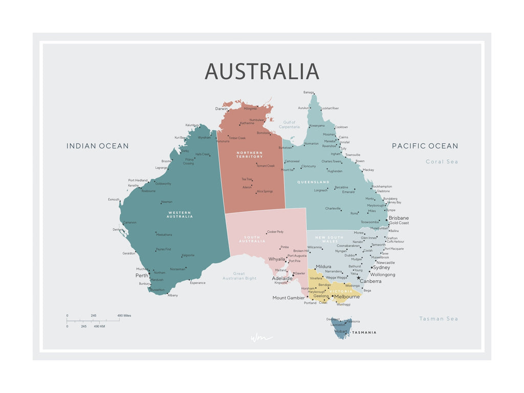 Australia Map poster decal - Several colours. - Wondermade