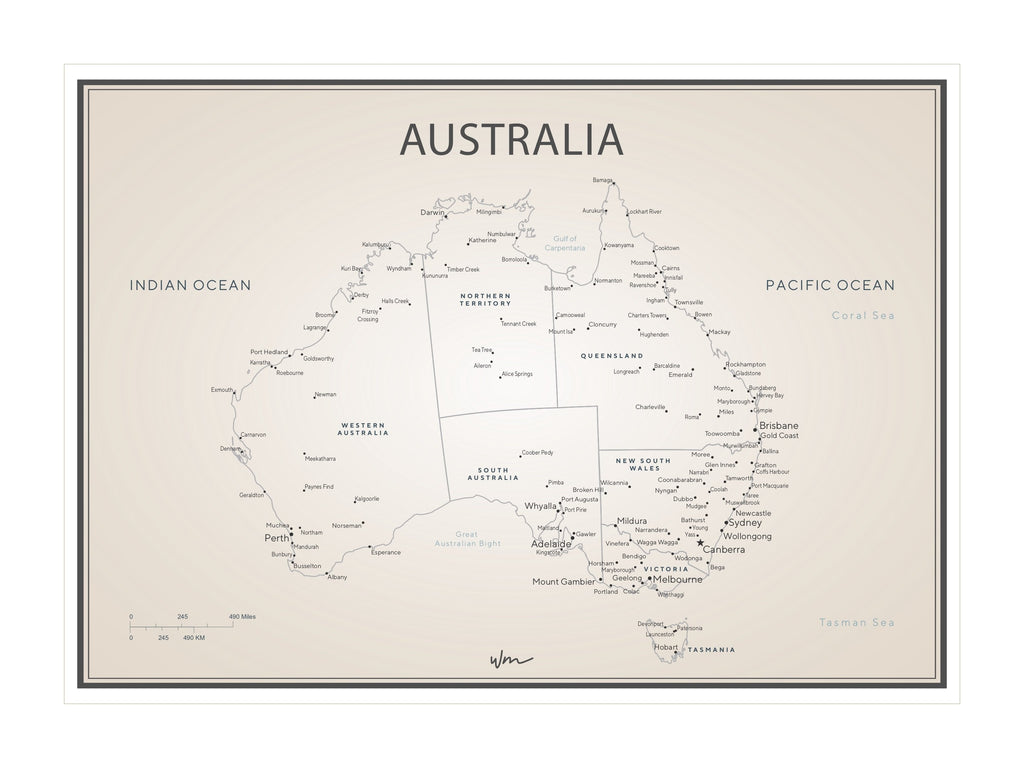 Australia Map poster decal - Several colours. - Wondermade