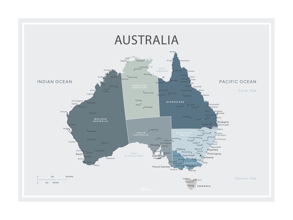 Australia Map poster decal - Several colours. - Wondermade