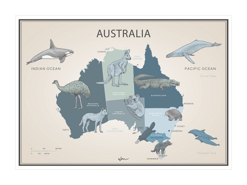 Australia Map poster decal - Several colours. - Wondermade