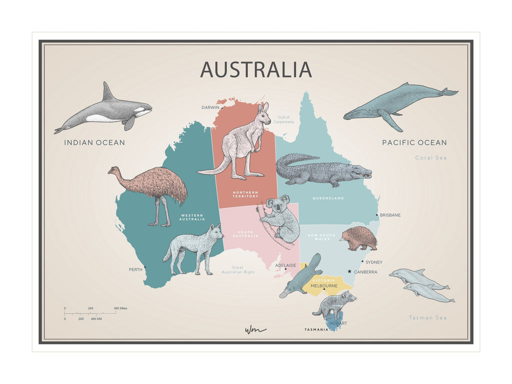 Australia Map poster decal - Several colours. - Wondermade