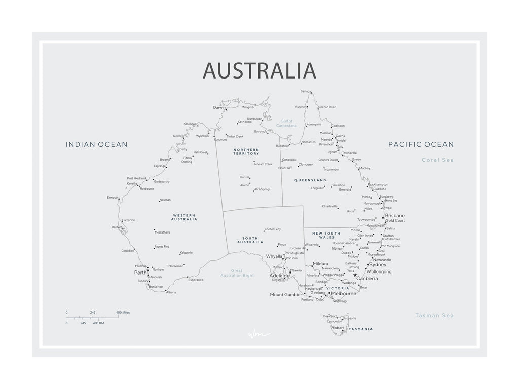 Australia Map poster decal - Several colours. - Wondermade