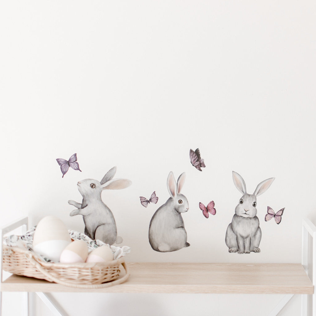 Bunnies hand drawn watercolour - Individual cut out bunnies. - Wondermade