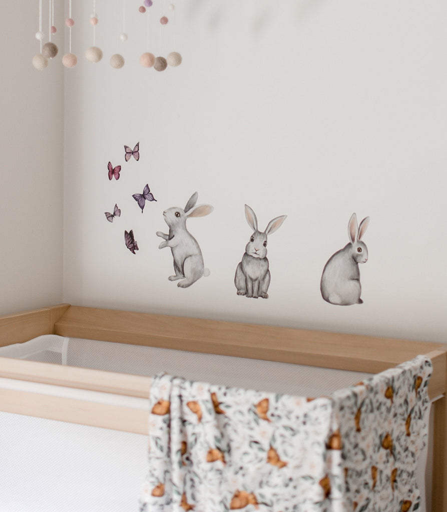 Bunnies hand drawn watercolour - Individual cut out bunnies. - Wondermade