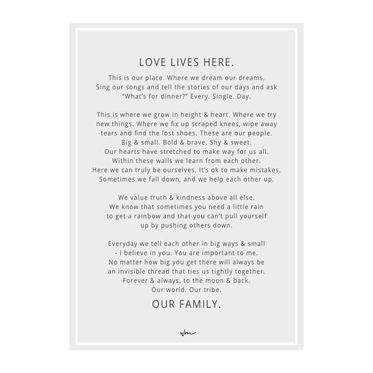 Family Manifesto poster decal - Straight Font