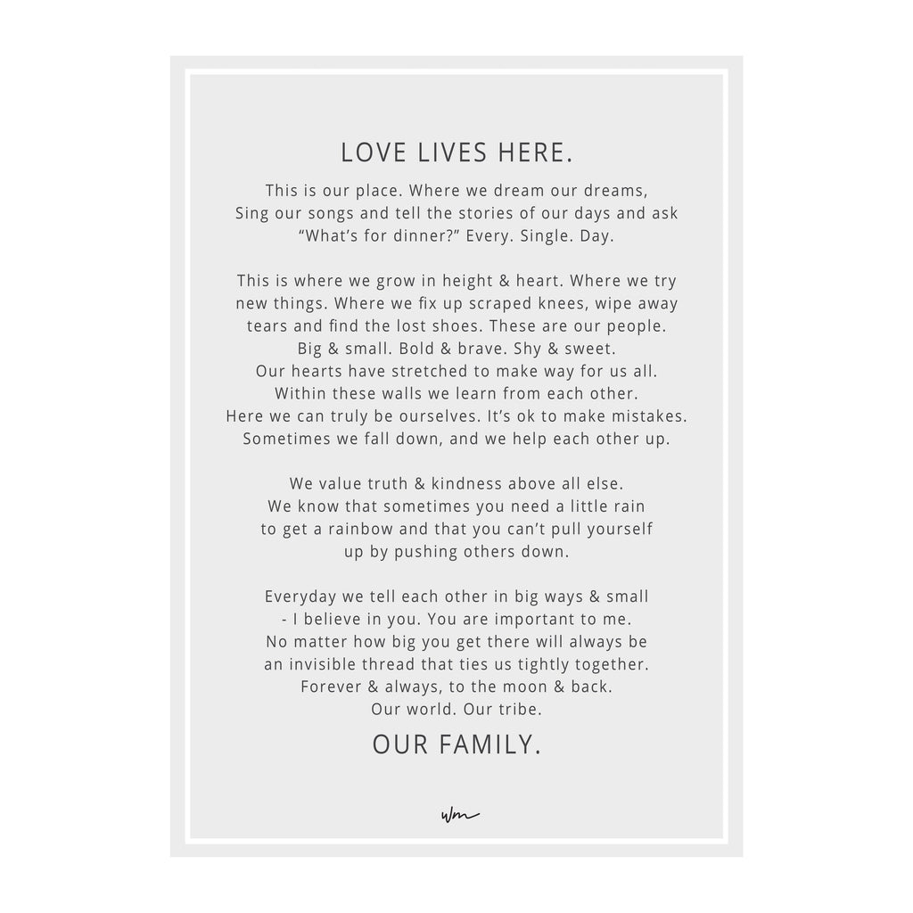 Family Manifesto poster decal - Straight Font - Wondermade