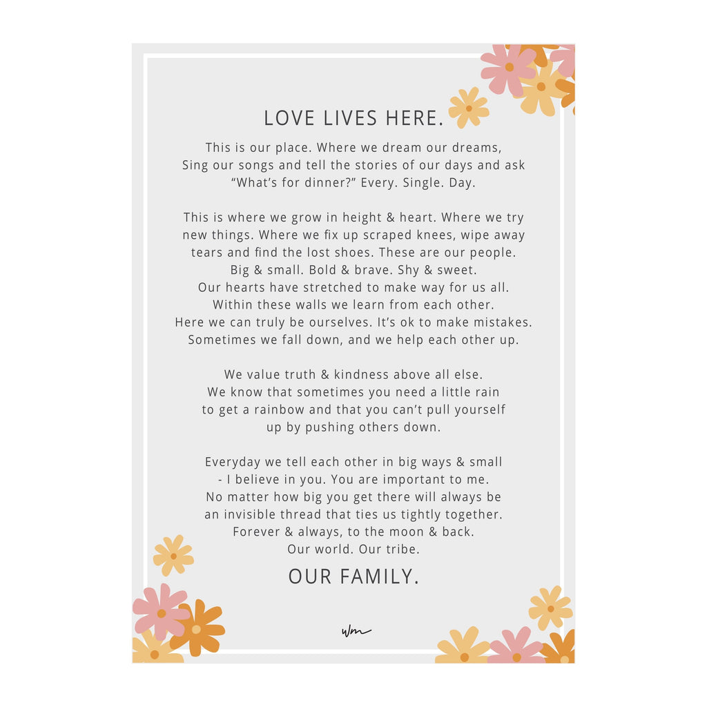 Family Manifesto poster decal - Straight Font - Wondermade
