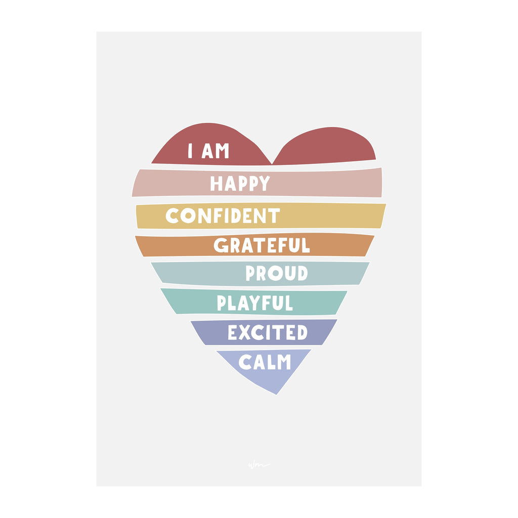 Heart affirmations poster decal - customisable - Wondermade