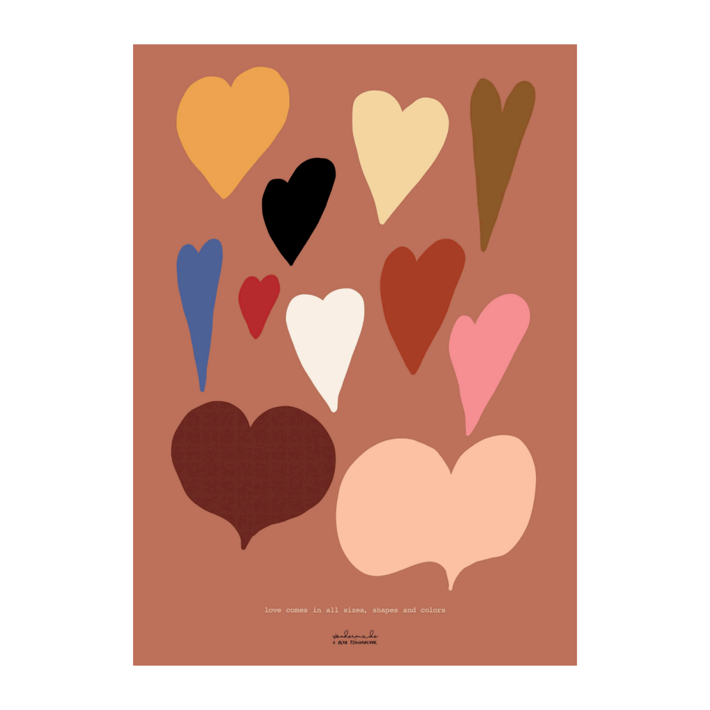 Love in All Shapes and Shades/ Hearts - Poster decal - Wondermade