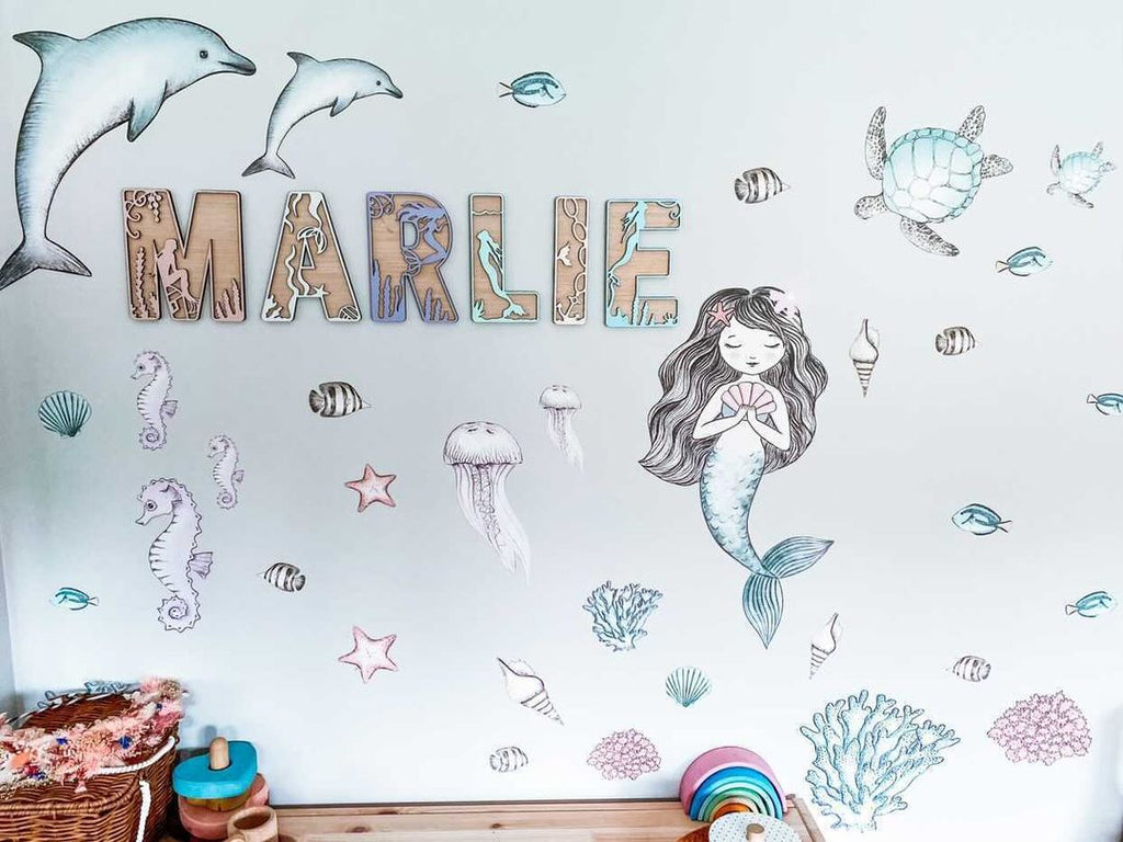 Mermaid & Sea creatures hand drawn watercolour set - Wondermade