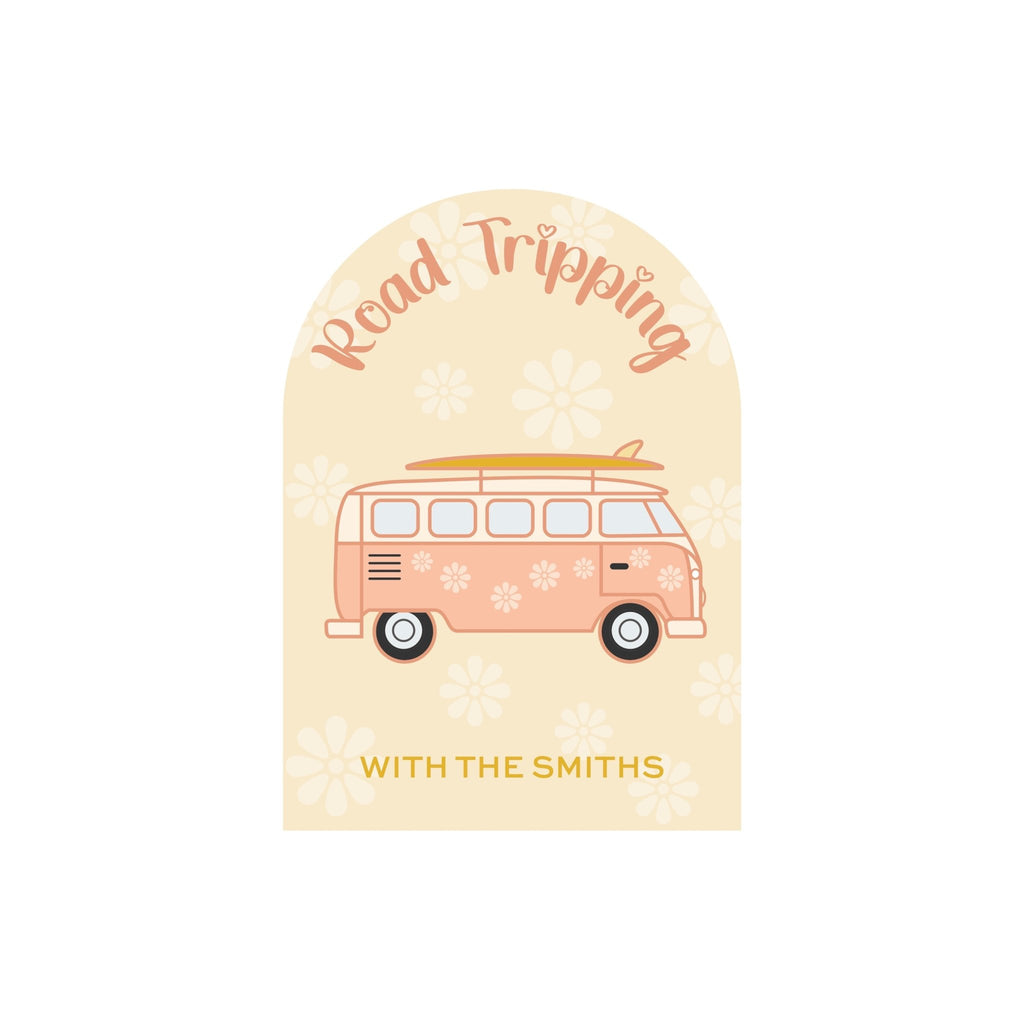 Road Tripping Kombi arch decal - Personalise with your name - Wondermade