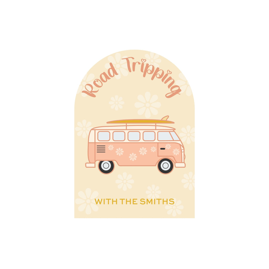 Road Tripping Kombi arch decal - Personalise with your name - Wondermade