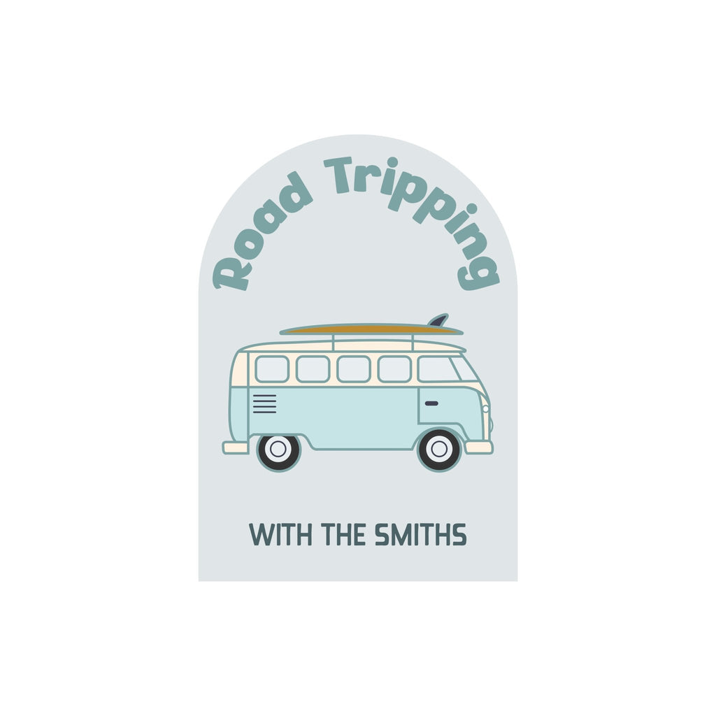 Road Tripping Kombi arch decal - Personalise with your name - Wondermade