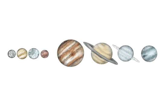 The Solar System - hand drawn watercolour