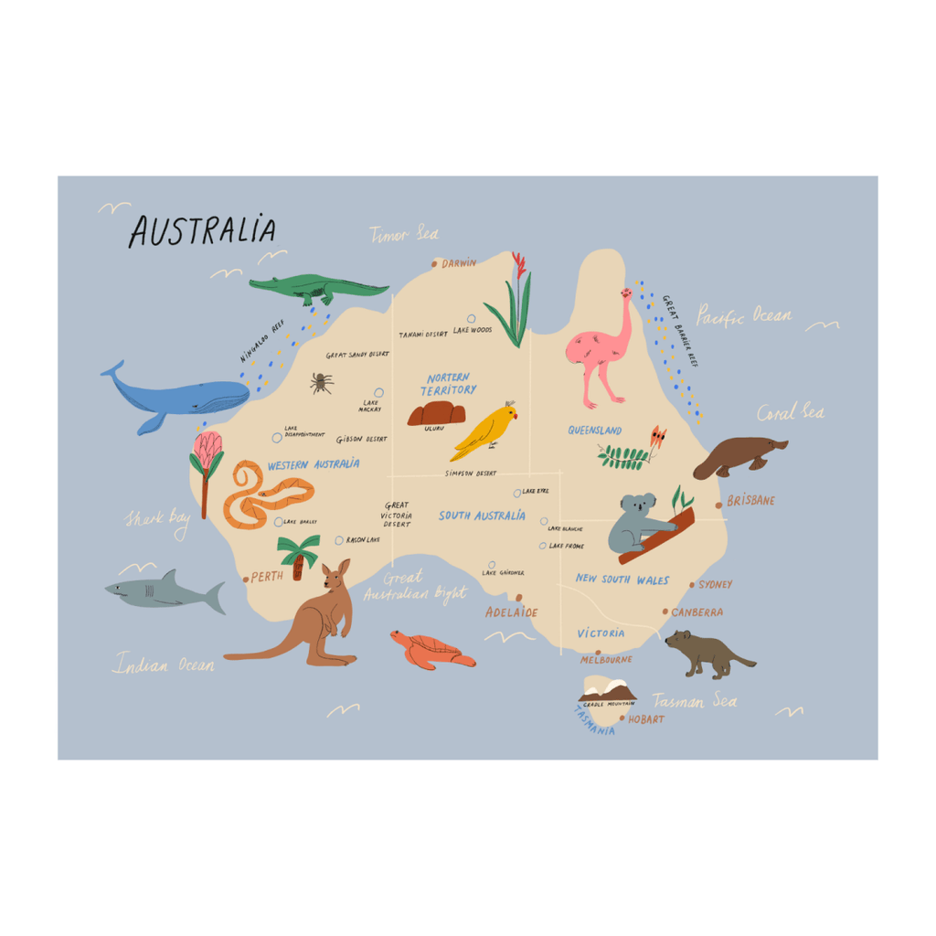 Wonder Down Under Map - Poster decal - Wondermade